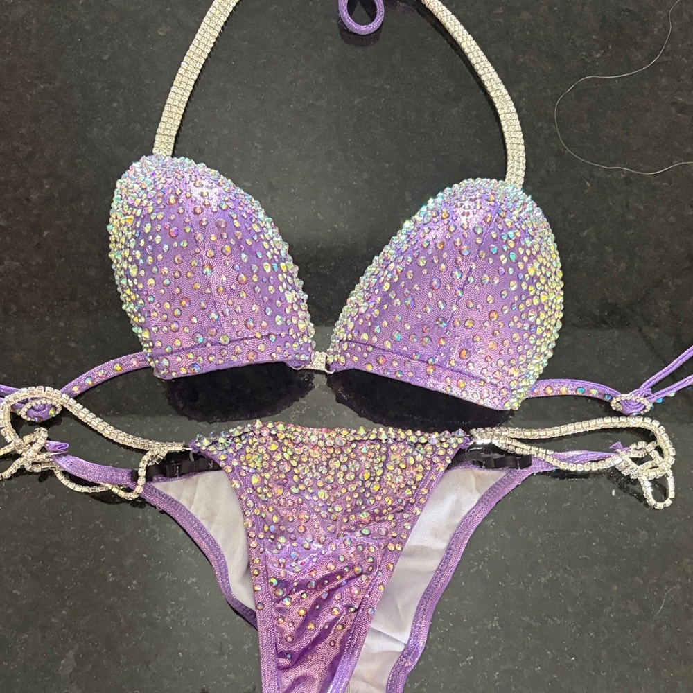 Women’s Purple Crystal-Embellished Bikini Set